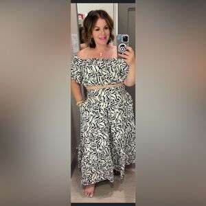 Black and White Zebra Print Two-Piece Set